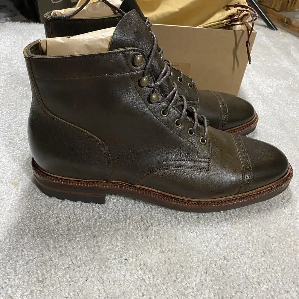 Meermin Boots Mens 10.5E Green Naked Kudu Cap Toe Combat Double Commando 514667